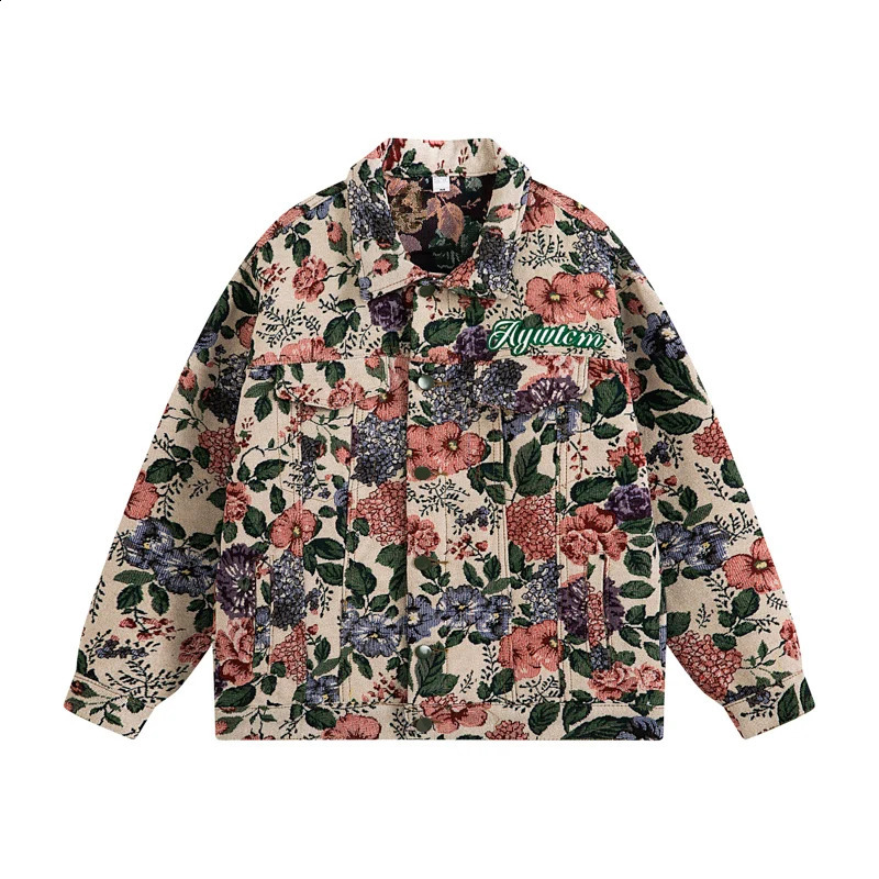 Hong Kong style artistic embroidered jacket for mens spring and autumn loose fitting trendy denim 240911Z