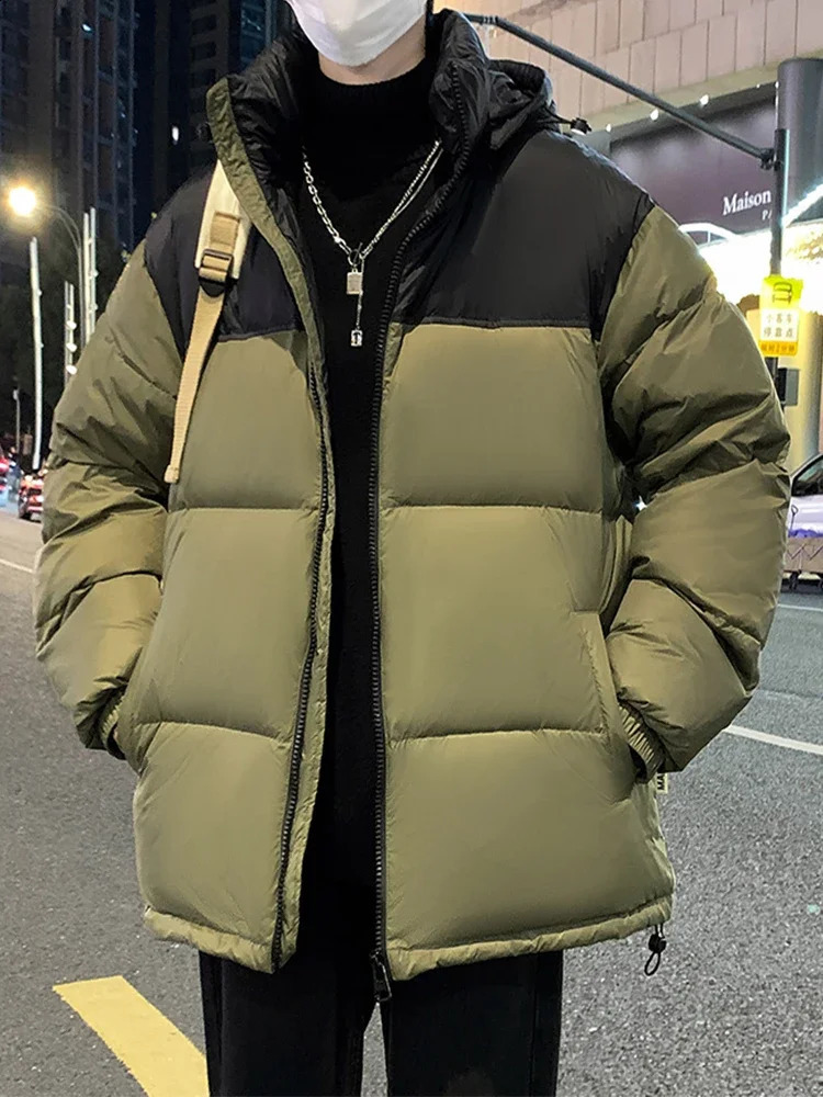 winter thick and warm mens down jacket Korean fashion 90% white duck down apron hooded windproof and warm down jacket 240918