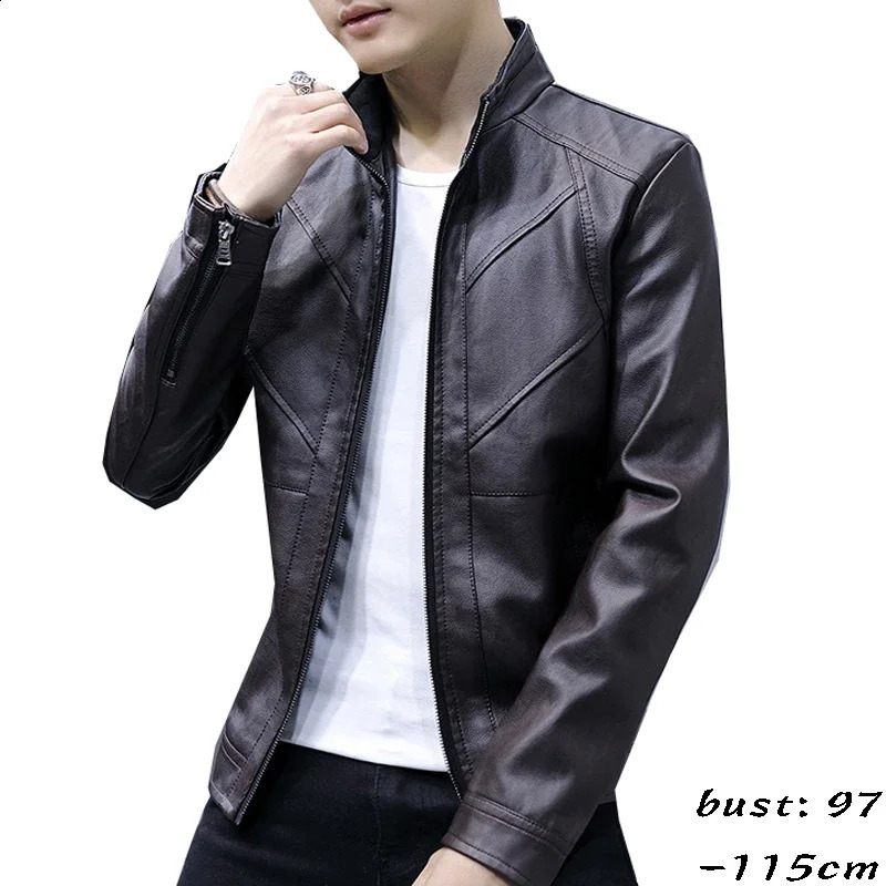 High quality mens jacket with velvet lining large-sized motorcycle jacket winter clothing black brown red 240921