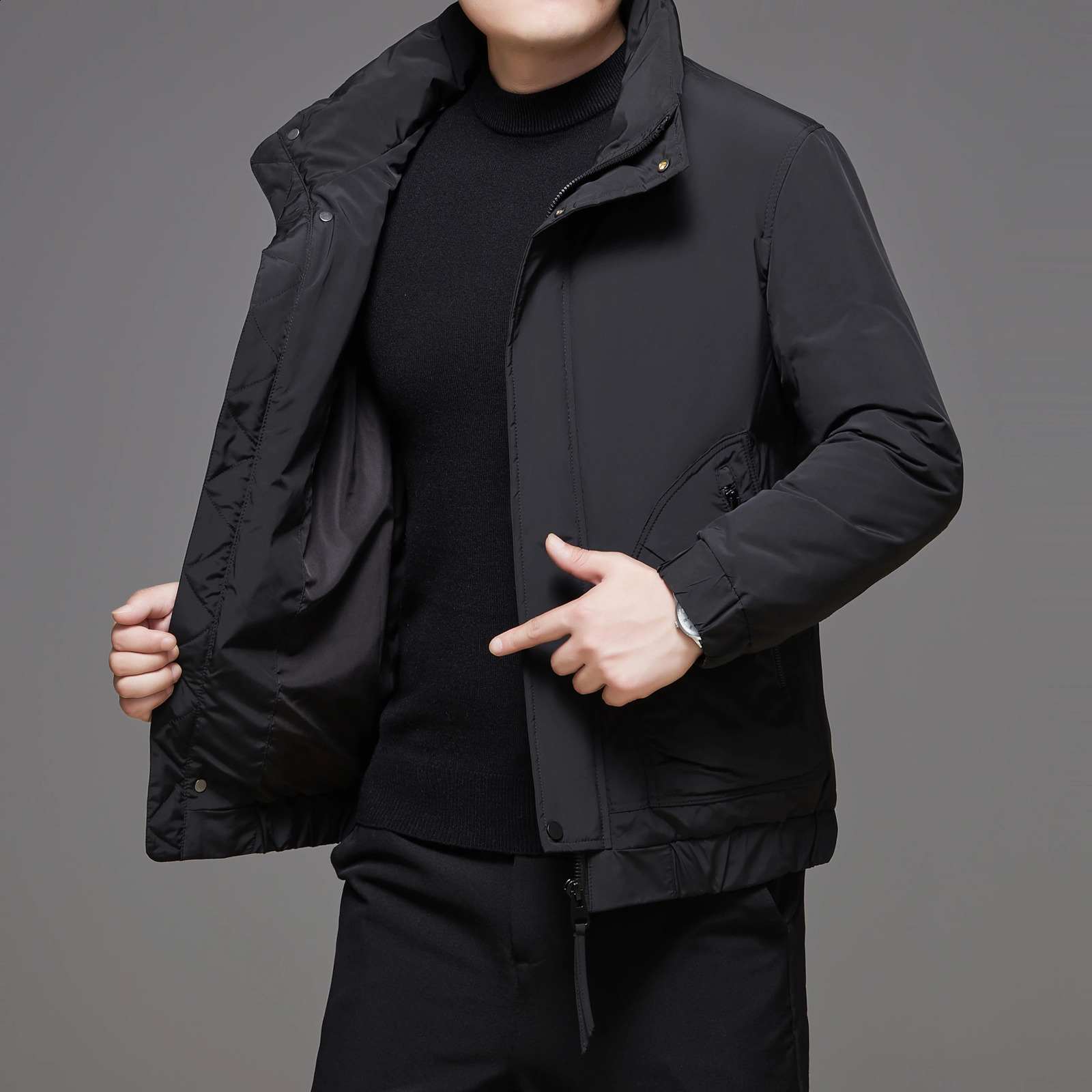 Veste de canard blanc chaud pour hommes Hiver Outdoor Windprooor CHEPS CHAPSEURS Streetwear Couleur solide Top 240918