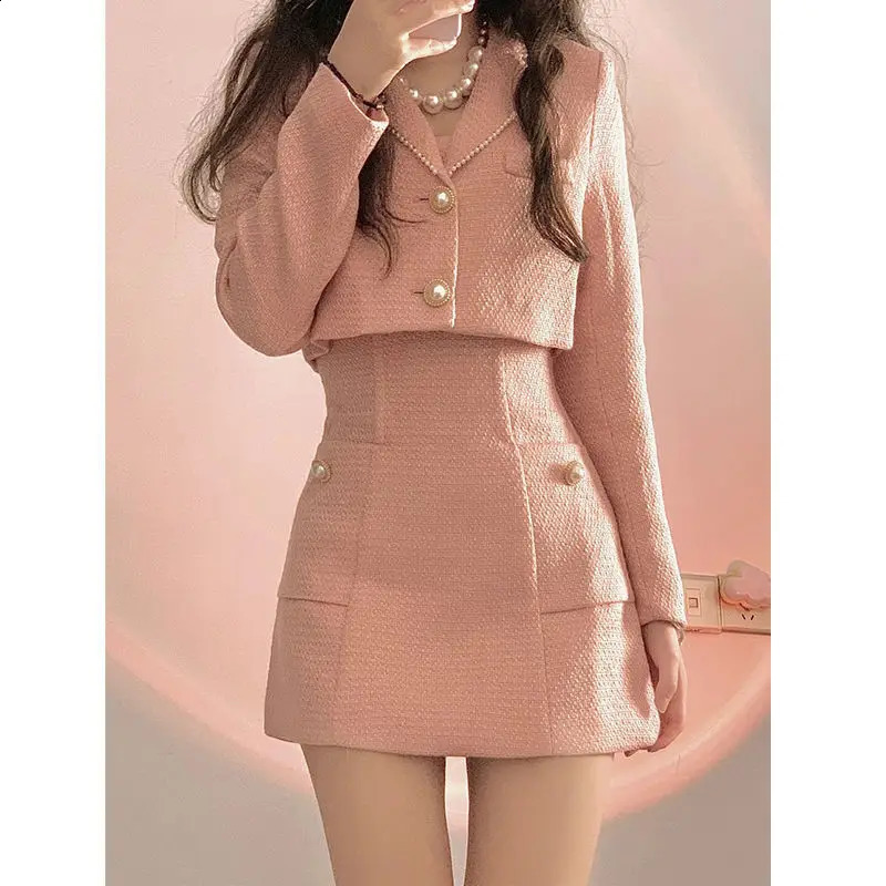 Autumn Elegant Two Piece Solid Sweet Party Midi Suit Womens Casual Korean Fashion Long Skirt Set 240921