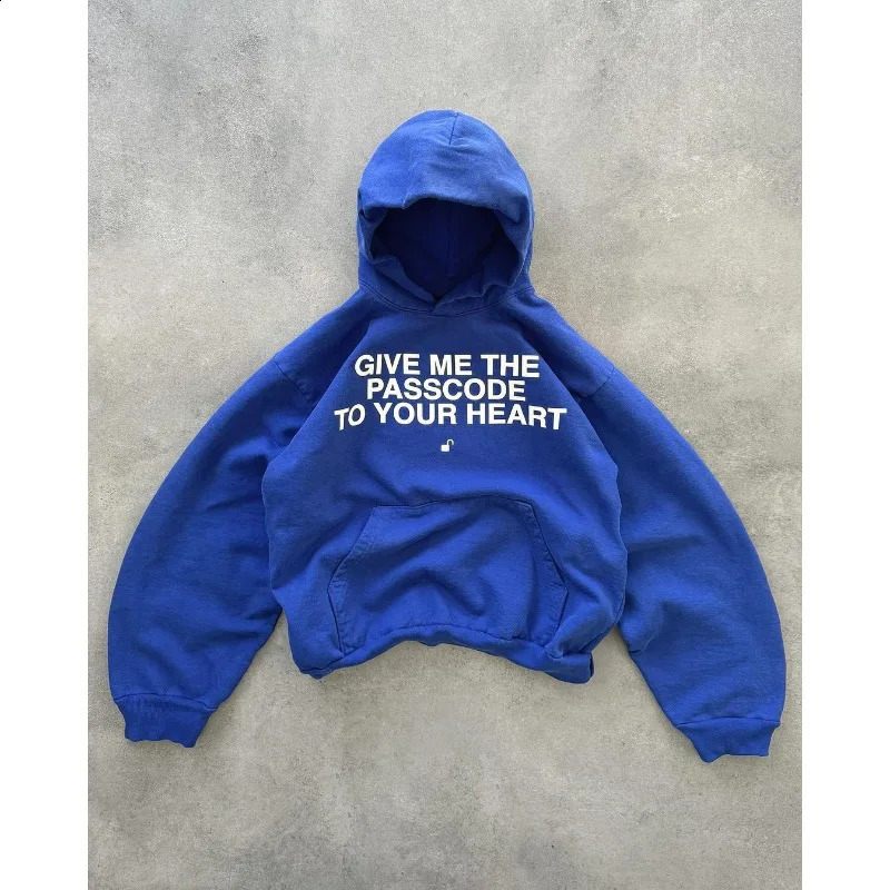 Blue retro letter print sweatshirt American style hiphop trend splicing fashion men and women loose couple jacket tops 260916