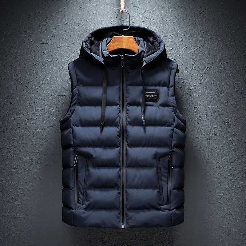 Hooded New Spring Autumn Sleeveless Mens Jacket Fashionable and Warm Hooded Mens Winter Tank Top Light Plus Size Mens Work Tank Top W240923
