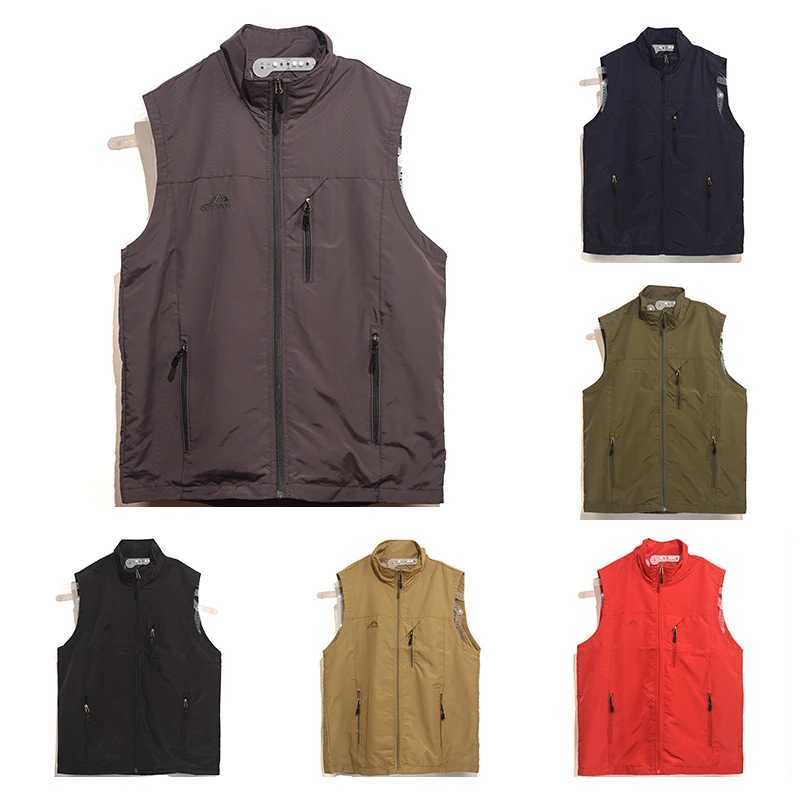 Spring and Autumn New Mens Tank Top Outdoor Thin Sleeve Zipper Multi Pocket Windproof Quick Drying Jacket Casual Tank Top M-5XL W240923