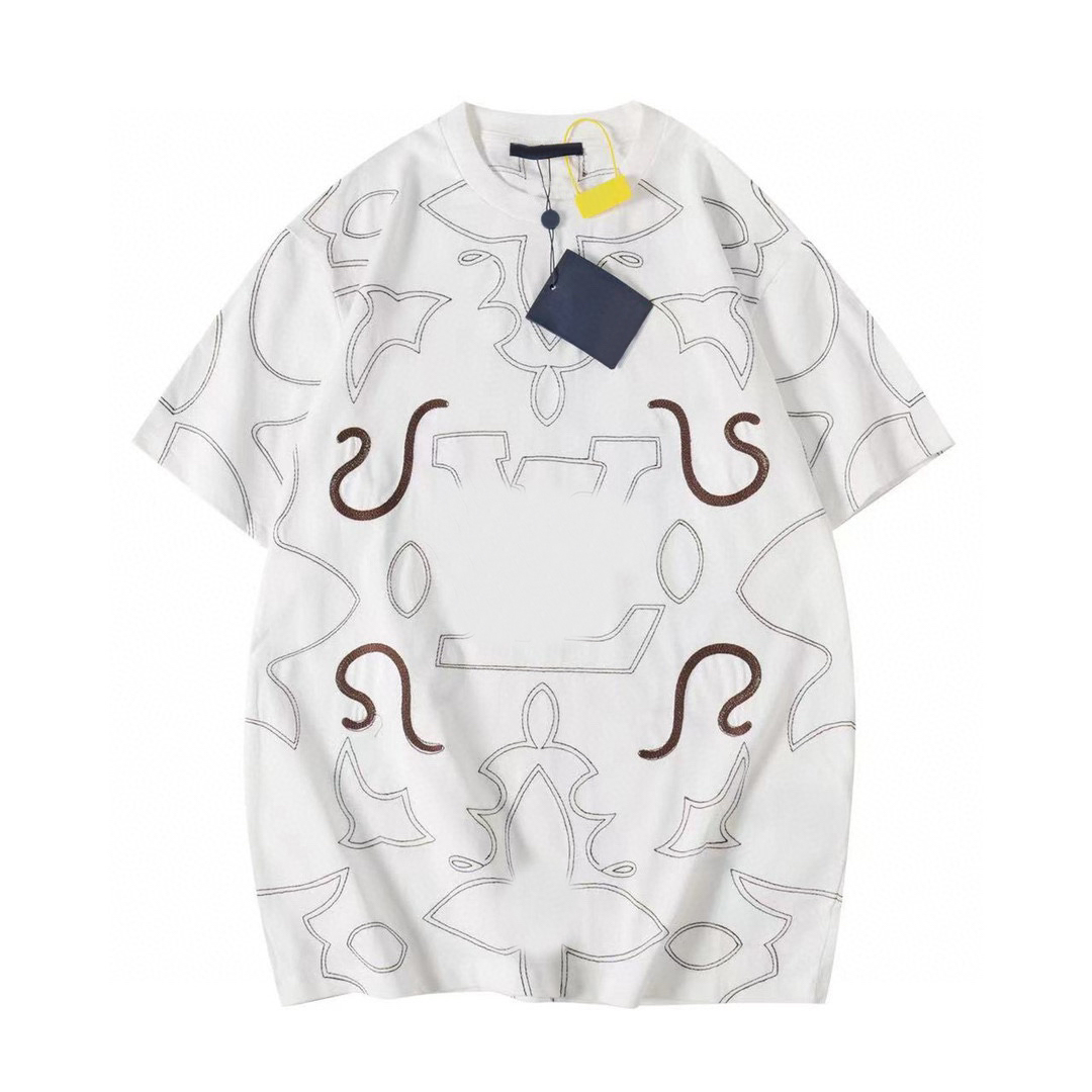 24SS Designer Lettre imprimé T-shirts Tee Sweat-shirt Fashion High Street Côtes courtes Summer T-shirt Casual Men Homme Femmes Crew Necy Tees Rob