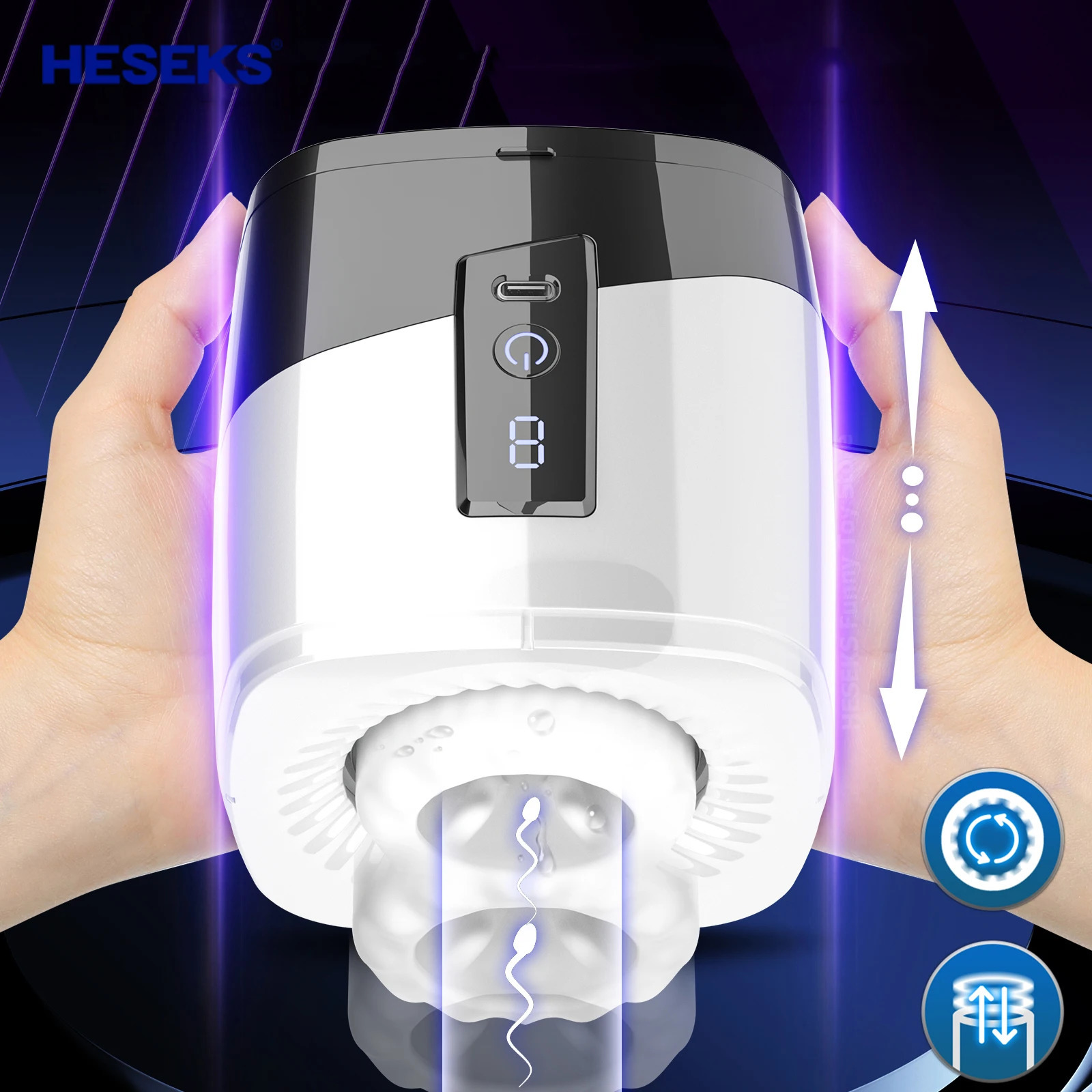 HESEKS Automatic 7 Thrust Rotating Male Masturbator Portable Auto Stroker Masturbating Sex Machine Real Vagina 240921