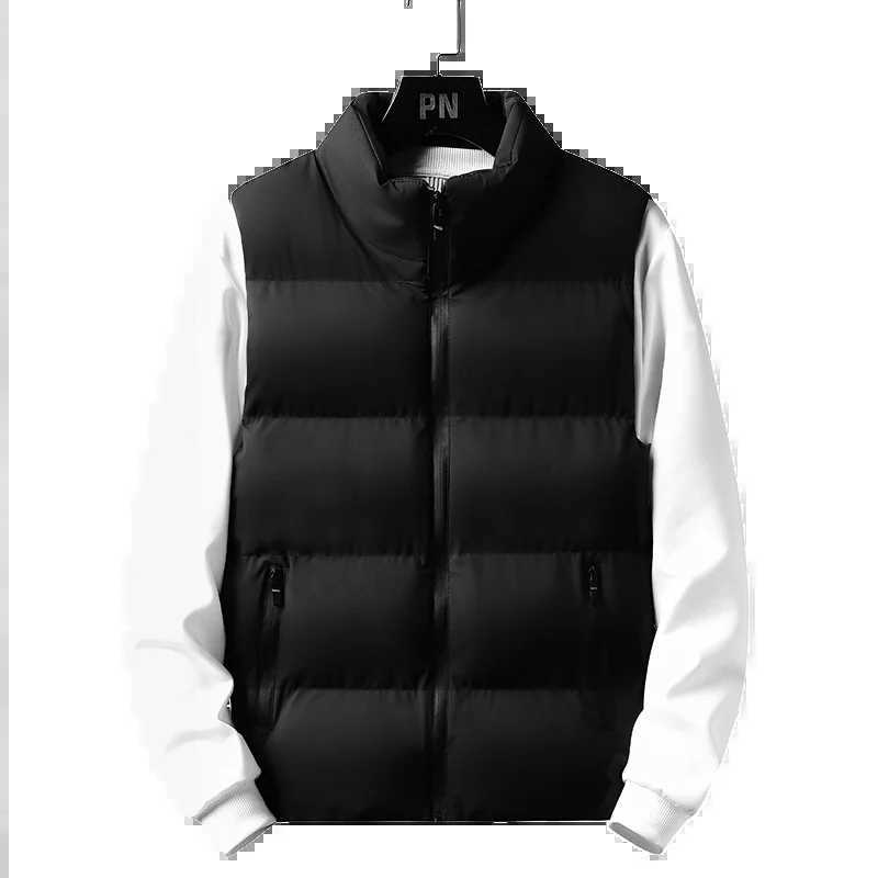5XL mens vest jacket warm sleeveless jacket winter waterproof zipper jacket autumn standing collar casual jacket W241113