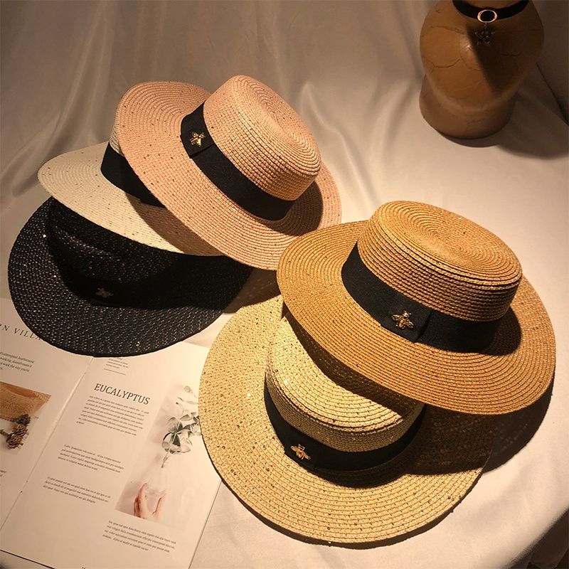 Chapeau seau en paille de luxe Chapeaux créateurs pour femmes et hommes Mode abeille Voyage extérieur