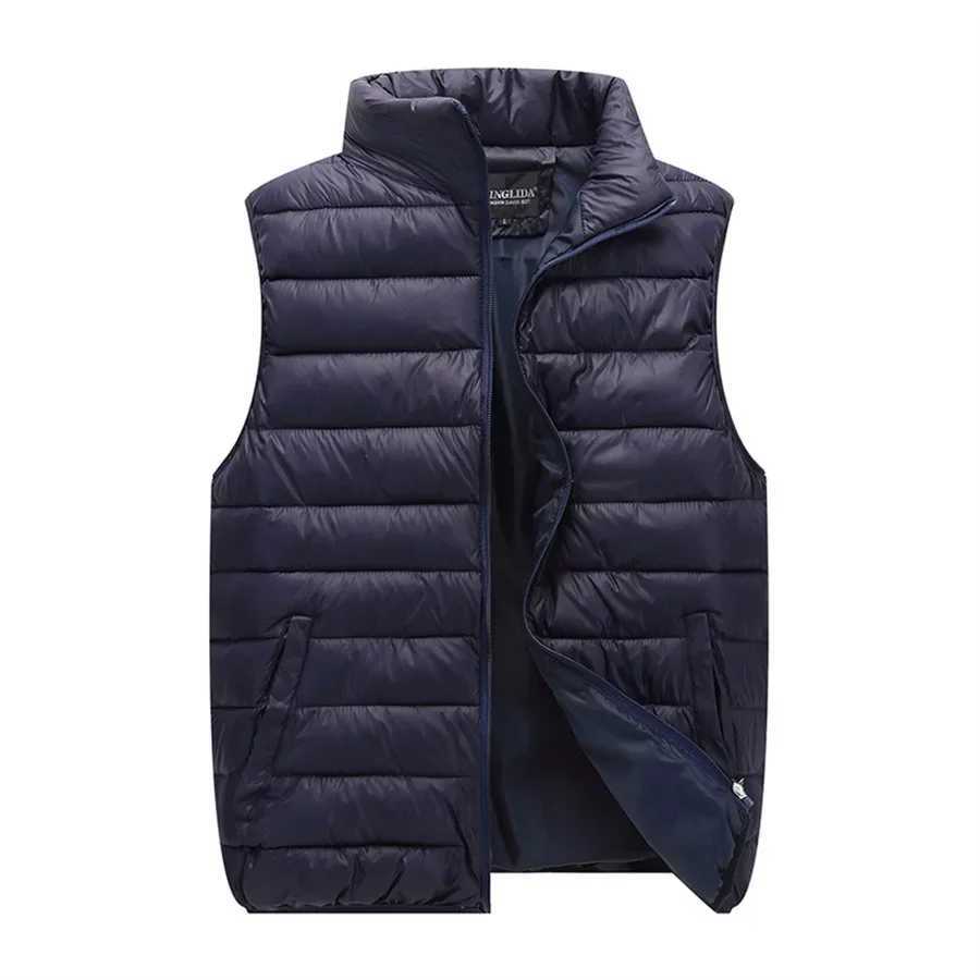 Mens sleeveless jacket casual autumn and winter vest lightweight and warm thick padded jacket outdoor work clothes work clothes mens clothing W24