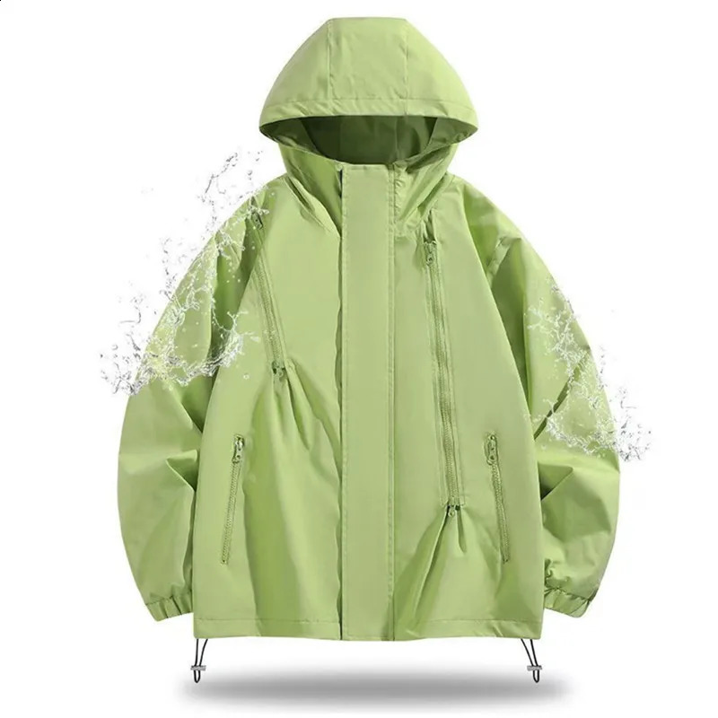 Jas Mens Waterproof Zip Up Jacket Coat Clothes Y2k Autumn Men Women Solid Color Hooded Jackets Outwear Veste Homme Techwear 240914