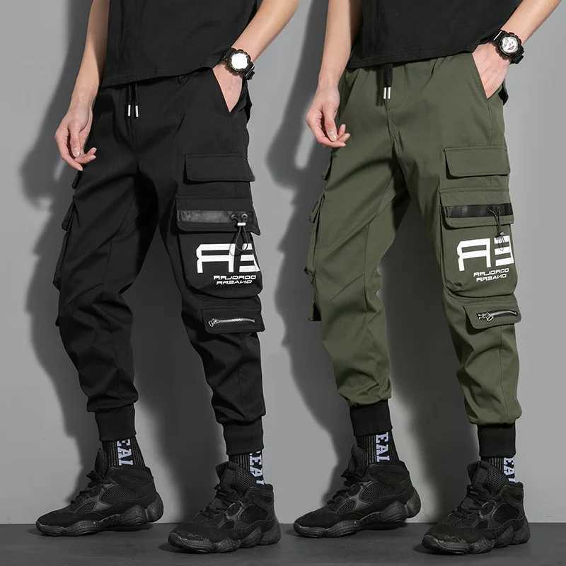 Pantalon de cargaison de ruban pour hommes Hip Hop Pocker Jogger Pantalon de sport décontracté pour hommes
