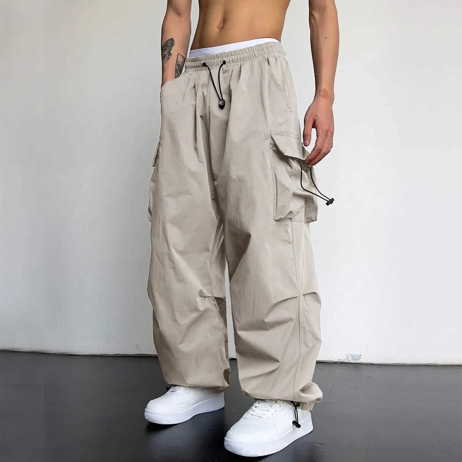 Harajuku Pantalon parachute de cargaison surdimension
