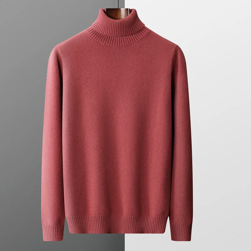 MVLYFLRT Mens Sweater Autumn and Winter Cashmere Sweater 100% Pure Wool Knitting Sweater Fashion High Lapel Pullover Top 240923