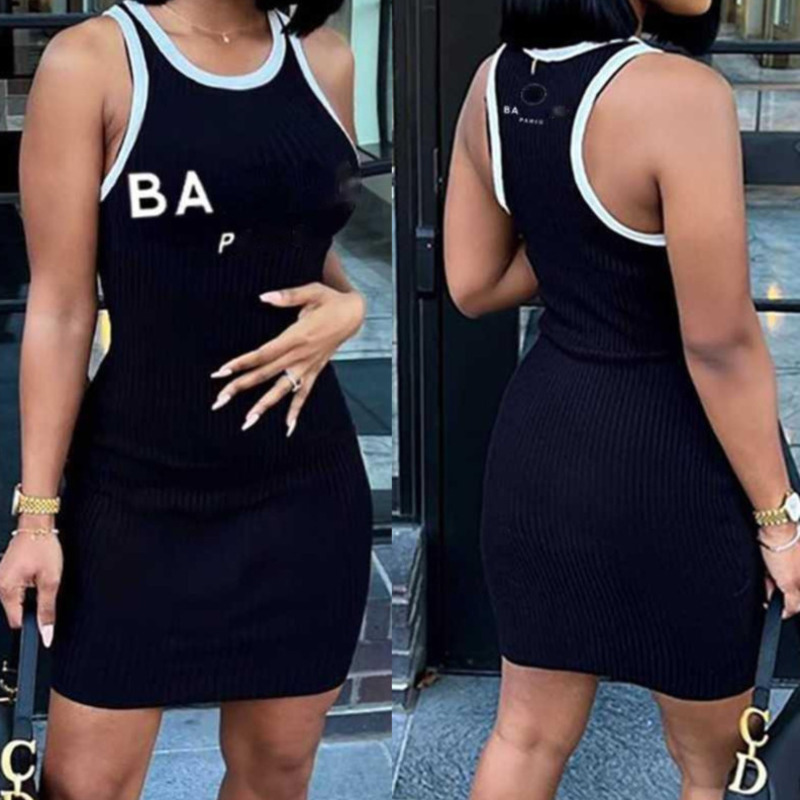Designer Robes basiques de femmes décontractées lettre de mode d'été robe imprimée mince rapide sèche mini jupe pour dames