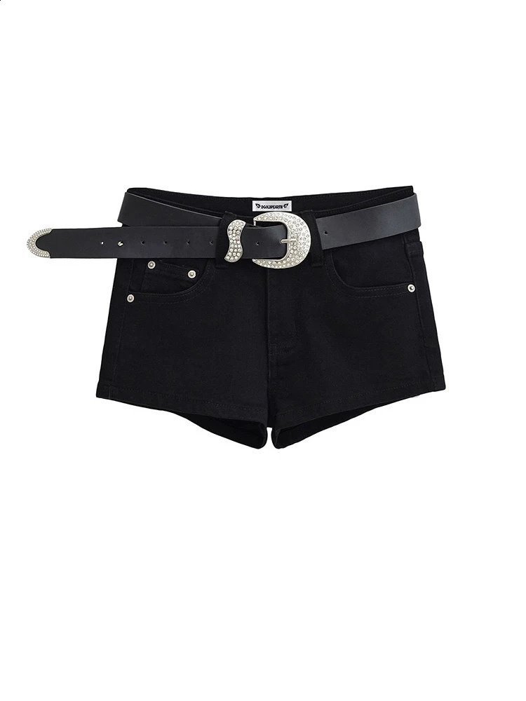 Womens Gothic Black High Waist Mini Shorts Y2k 2000s Street Clothing Shorts Korean Harajuku Retro Shorts 2000s Clothing 240924