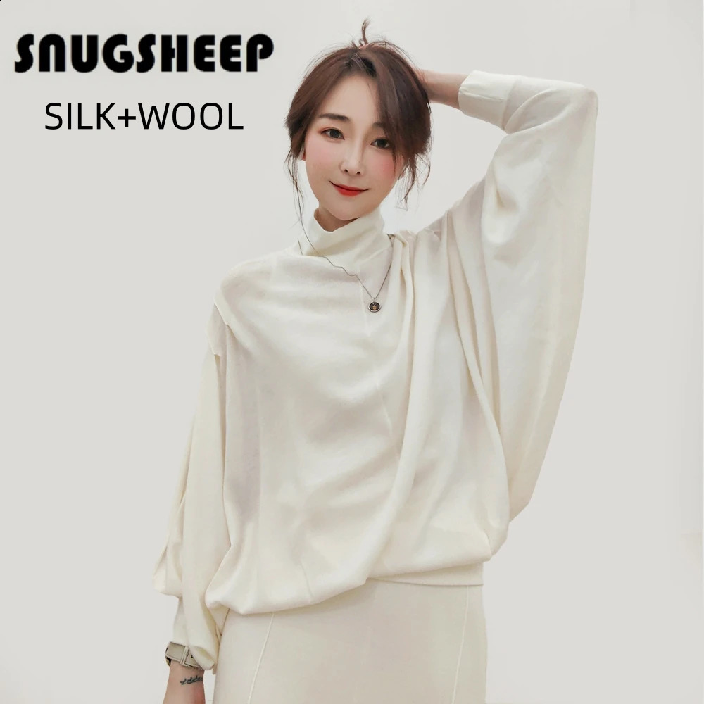 Chauve-souris femme en laine tricotée pull de mode blanc top blanc manches longues pour femmes mignonnes tricots sur 240924
