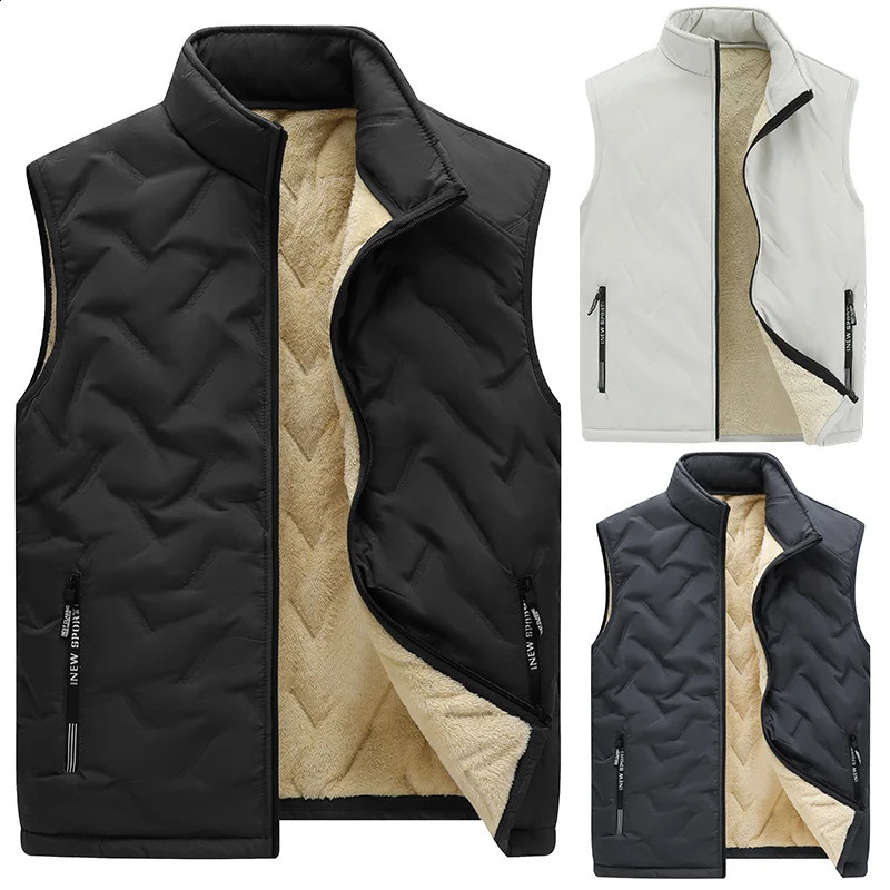 Cotton Vest Mens Winter Velvet and Cotton Fashion Casual Warm Slim Fit Comfortable and Versatile Vest Top 240924