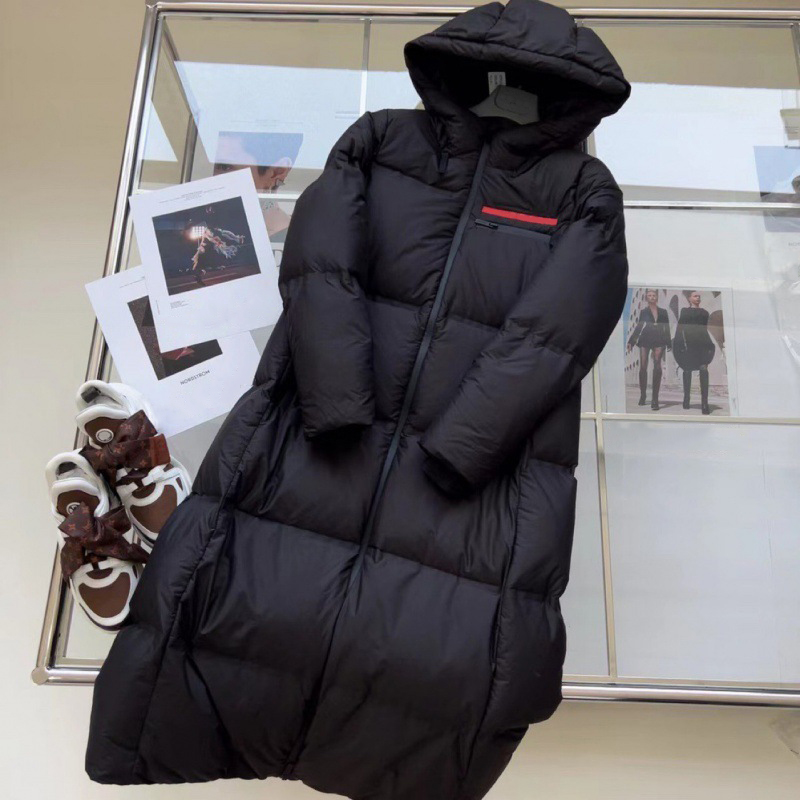 Winter Womens Down Jacket womens coat body warmer Red Logo Letter Pattern Women Parkas Long Straight Thickened Womens Outerwear Apparel puffer jacke
