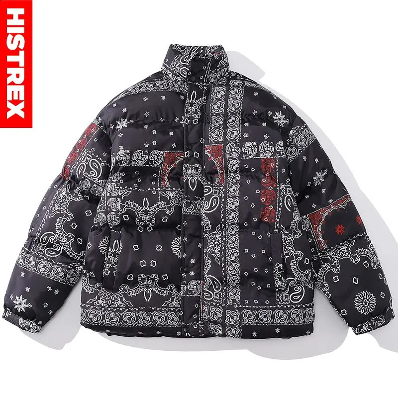 HISTREX printed open collar mens down jacket Parkas Parka winter casual jacket hip-hop clothing down jacket 240924