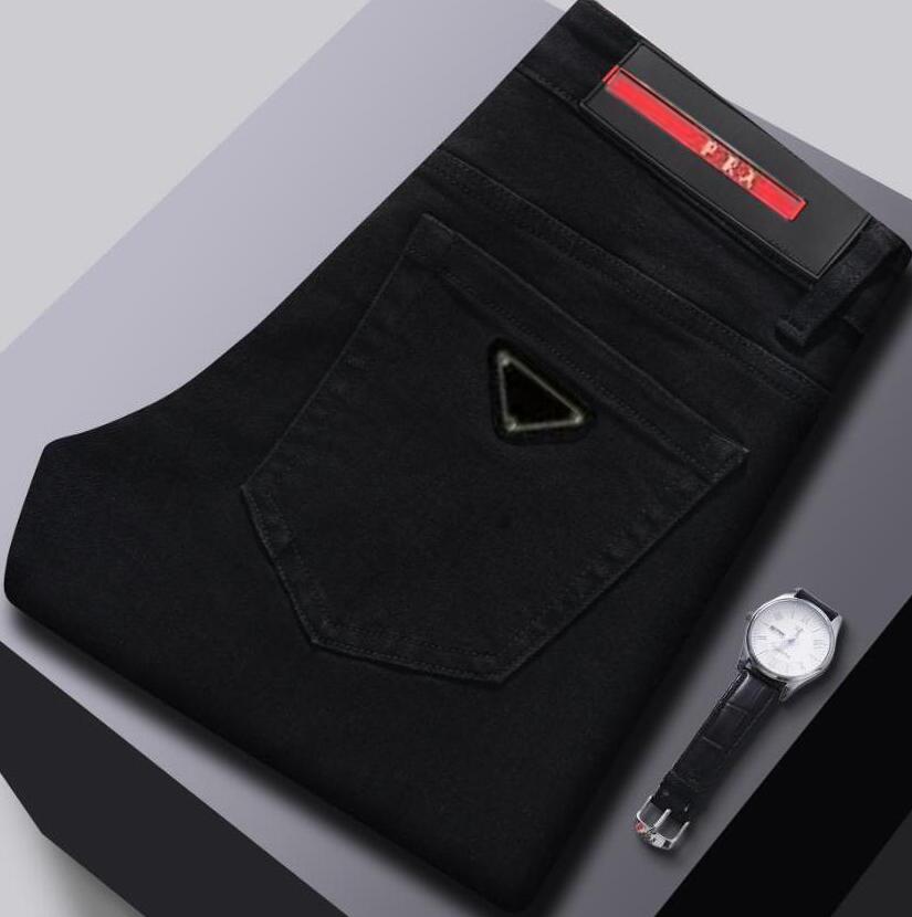 Men's Black Slim Fit Jeans - Comfortable Elastic Waist, Acid Washed, Classic Style, Cotton, 2024