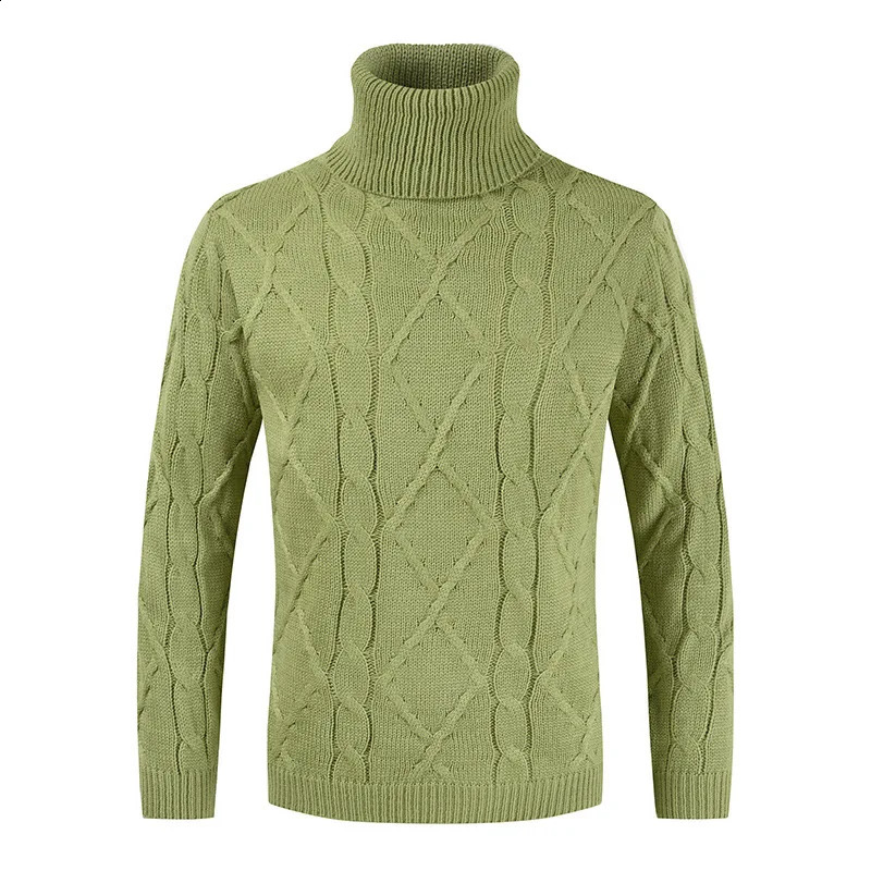 Winter mens loose casual bottom solid color high neck sweater 240924