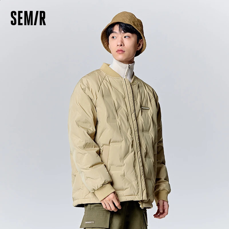 Mens Half Down Jacket Winter Minimalist Printed Fashion Casual Top Warm Jacket Comes Daily 240924