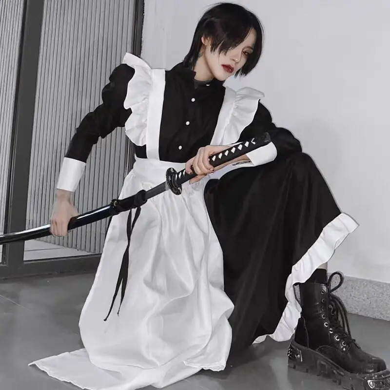 Costume de femme de chambre longue habille de tablier de jupe lolita robe masculine unisexe costume costume cosplay costume jujutsu kaisen 240924