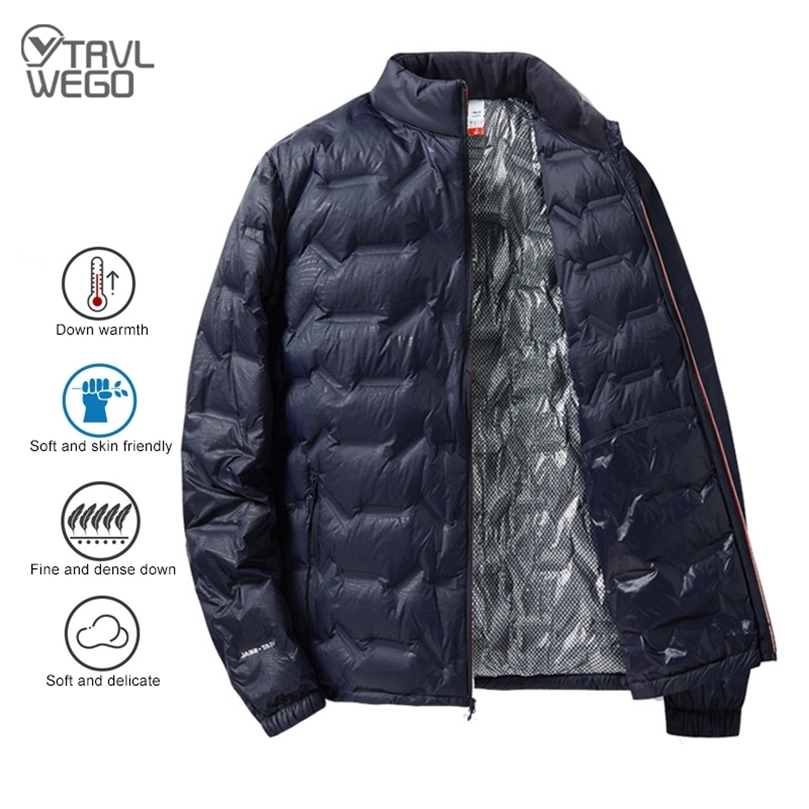 TRVLWEGO mens winter jacket climbing clothing hiking sportswear 80% white duck down jacket warm camping and hiking trip 240923CJ