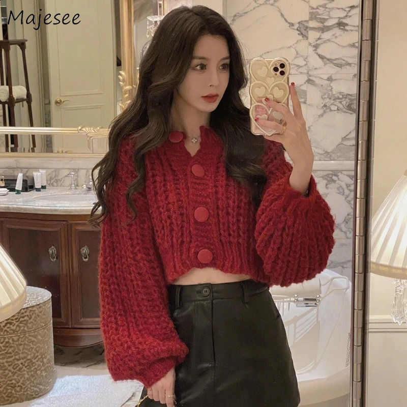 Retro Korean style cut sweater womens cardigan wool sweater Harajuku 5-color fashionable and sweet womens autumn pocket knitted jacket street 240