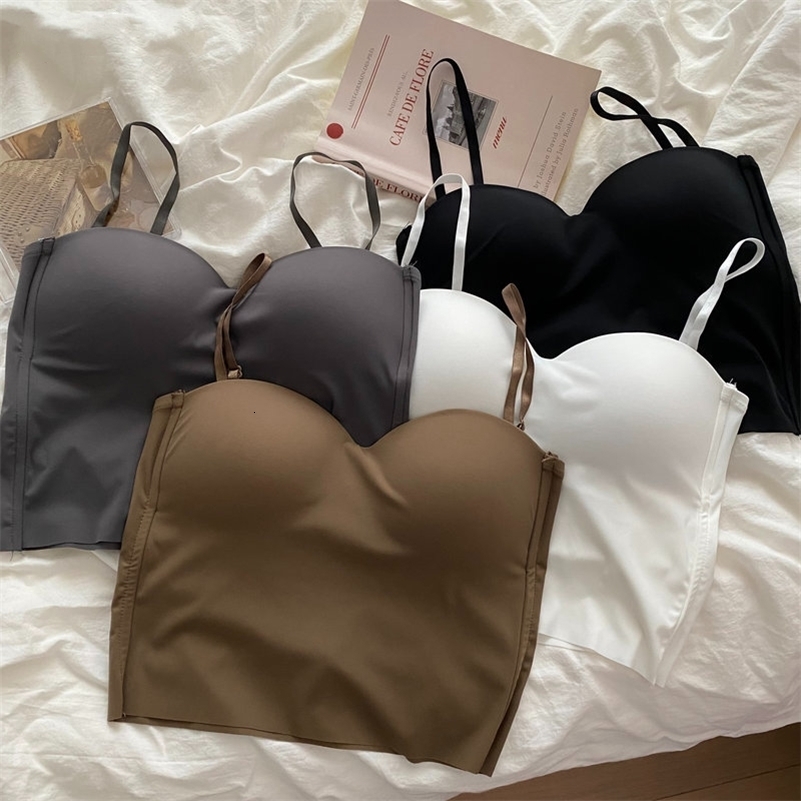 Seamless Camisole for Women Fitness Crop Tops Summer Thin Elegant Sexy Allmatch Casual Onepiece Ice Silk Underwear Tanks Top y240918