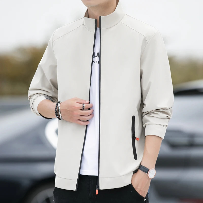 Boyfriend business zipper pocket solid color mens clothing lantern long sleeved jacket cardigan jacket spring autumn top 240924