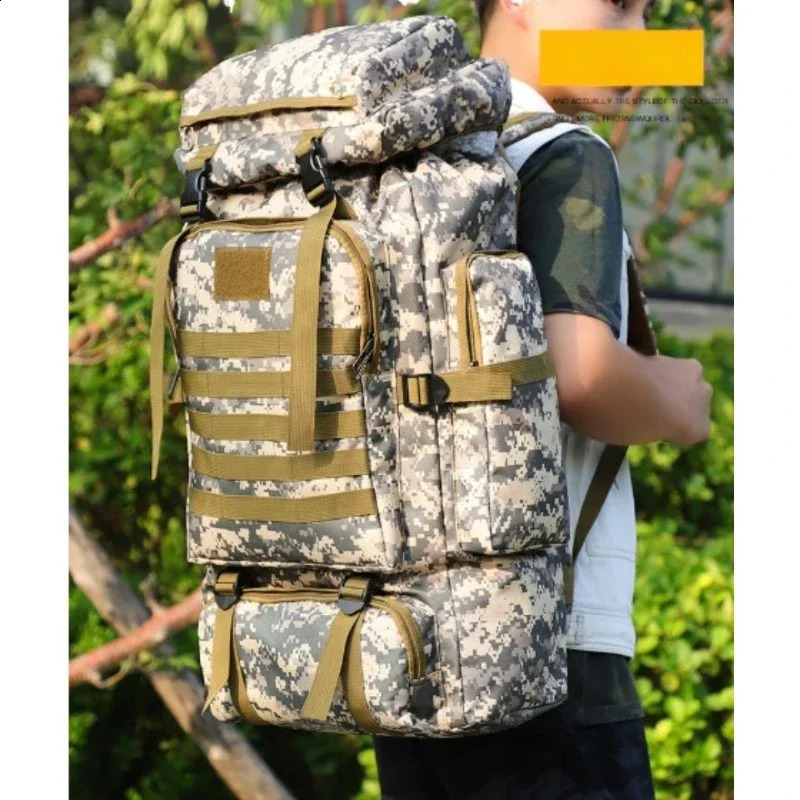 Large Capacity Sports Waterproof Mountaineering Bag Hiking Camouflage Backpack Tactical Military Mens Outdoor Thermal 240919Z