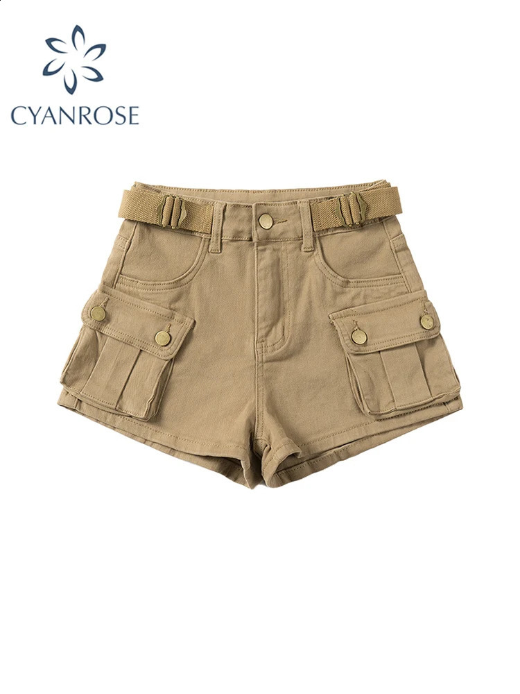 Retro womens denim shorts with high waisted pocket khaki Y2k casual jeans commodity pants Gothic black shorts summer item 240924