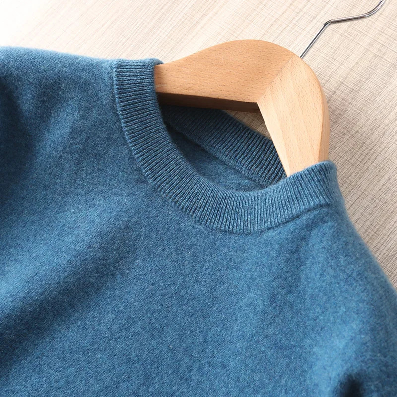 Mens 100% pure cashmere knitted jumper winter sweater high-quality latte art top thick clothes 8Colors Oneck selling 240924