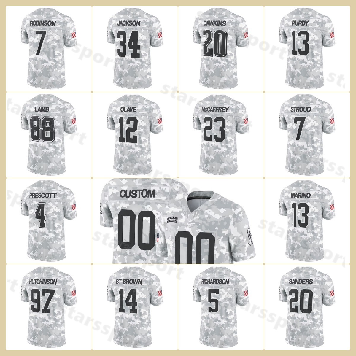 Arctic Camo 2024 DIY S-3XL SALUTE TO SERVICE FOOTBOOK LIMIT Maillot de football en jersey pour servir les hommes / femmes / jeunes personnalisés