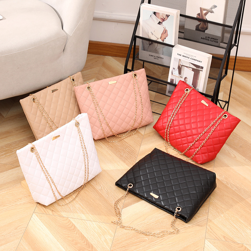 new model New wrap leisure Lingge Tote Fashion Versatile Chain Shoulder trend Lady Simple Large Capacity Big Bag for Women