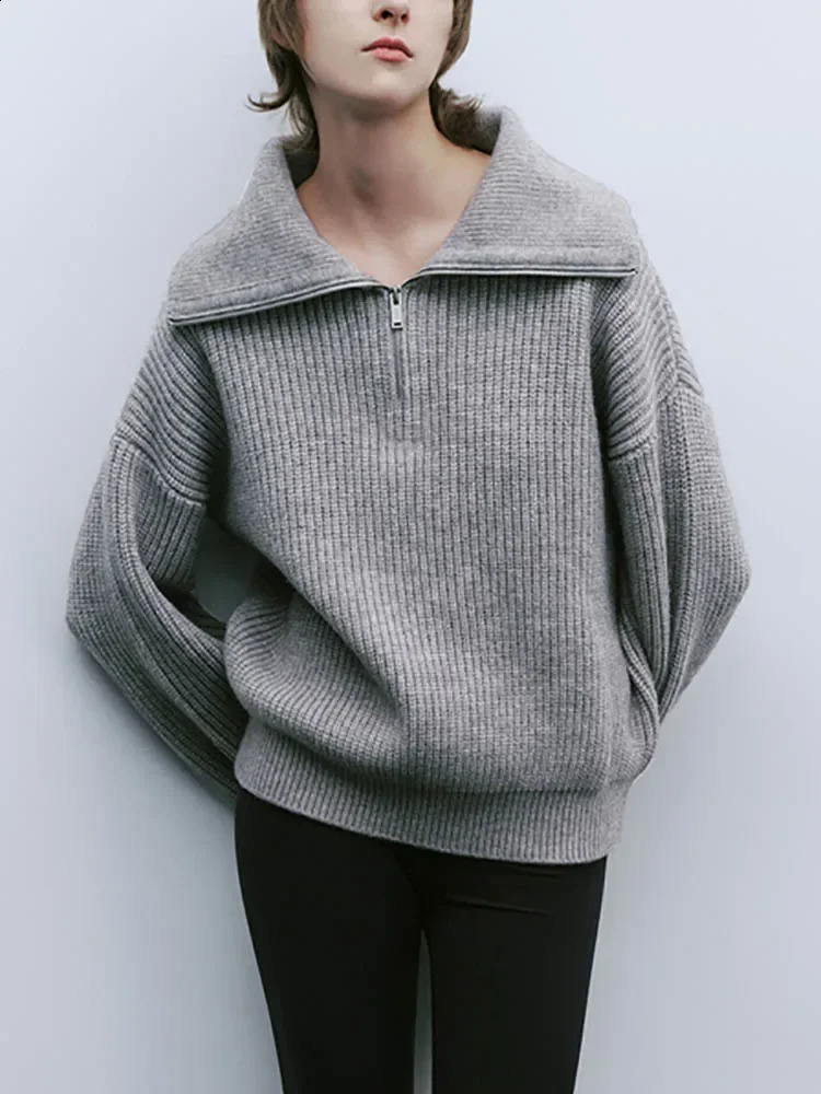 Pullage pour femmes à la mode lâche tirant le cou de tortue solide décontractée épais rose tricoté d'hiver femme Pull 240924