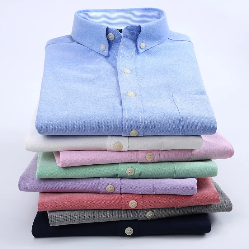 Mens short sleeve thin shirt Oxford woven shirt breathable business leisure free ironing spring and summer slim fit 240925
