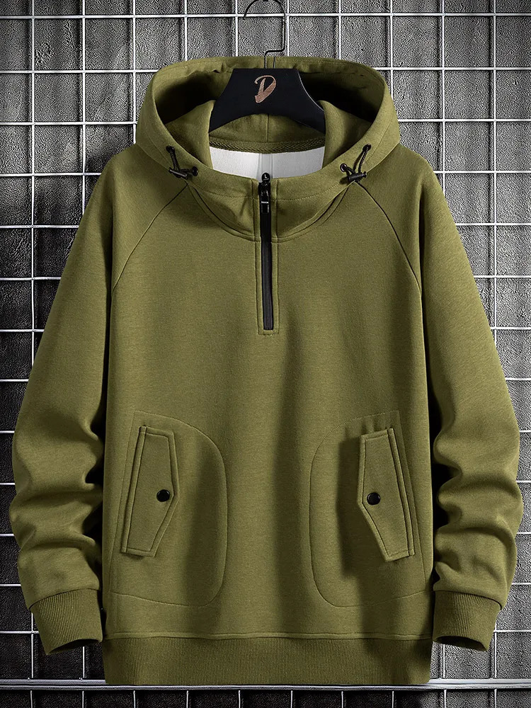 Mens sportswear cotton hooded sweatshirt oversized 6XL 7XL 8XL Plus size zipper full-length hooded sweatshirt zipper autumn street sportswear 240925