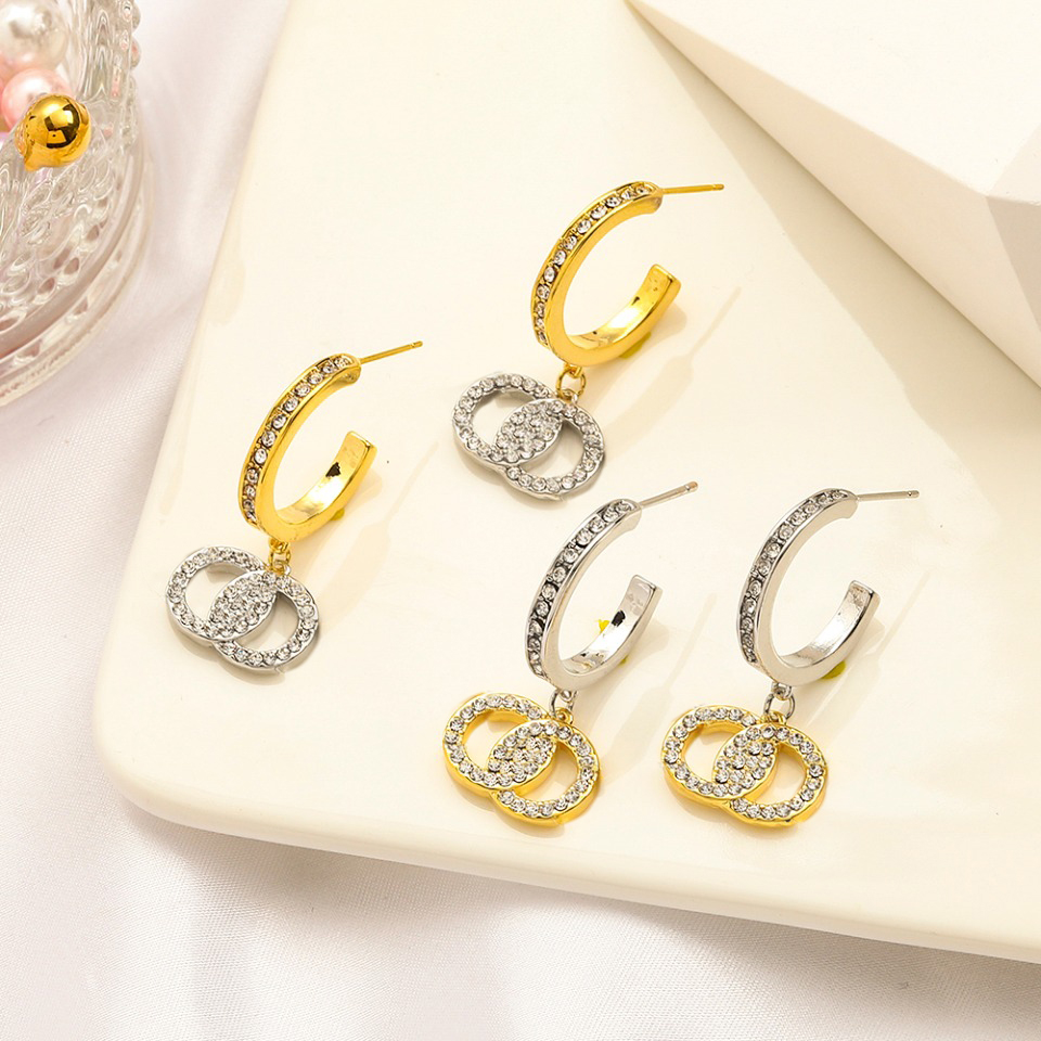 Charm Couple Love Hoop Earrings 925 Diamond Inlaid Stud Earring 18K Gold Jewelry Designer Gifts Earrings New Wedding Party stainless steel Jewelr-image-862852320