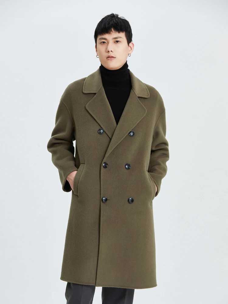 2023 High End Mens Mabes Collier en laine pure Double coffre à six bouton Long Coat Fashion Business Mens Hiver Casual Top W240924