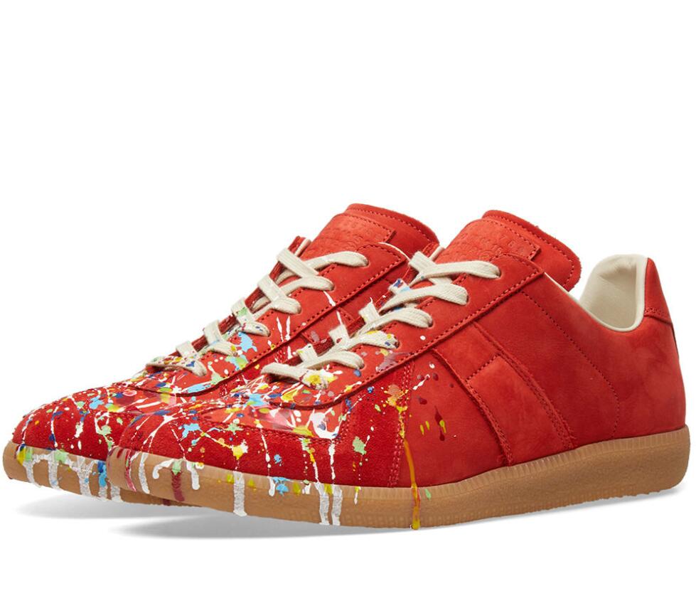 24S Designer Men's Casual shoes Leather sneakers mm replica sneakers paint splatter low top trainers lace up sports runner flat with box 38-