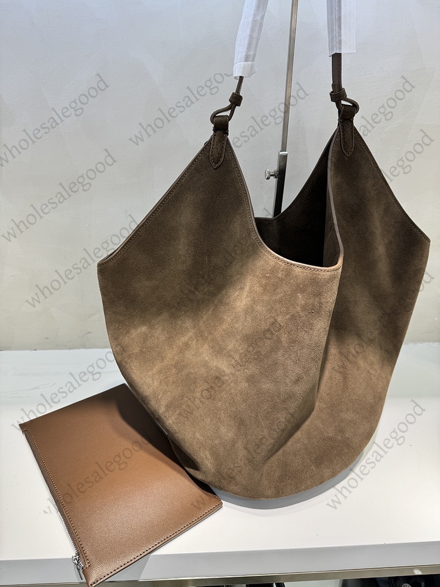 Khaite Designer Bag Women Suede Tote Large Maxi Handbags Attaches Luxury Crossbody Shopping Beach Purse Totes Shoulders Genuine Leather Bags pillow