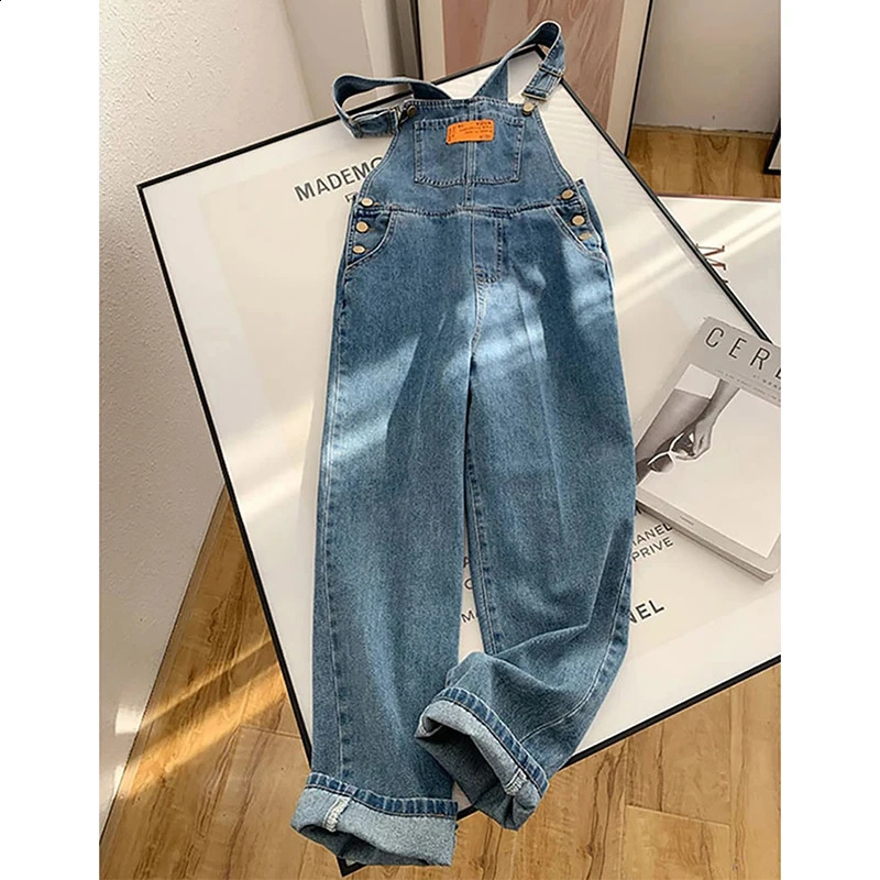 MEXZT jumpsuit womens streetwear denim jacket retro loose casual wide leg pants high waist straight jeans Trouser 240925