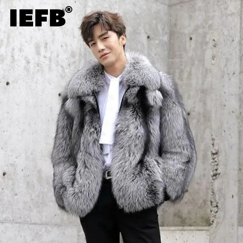 IEFB winter mens faux fur coat fashionable and casual thick outdoor wool cardigan original trend for mens clothing 21Z1890 240925