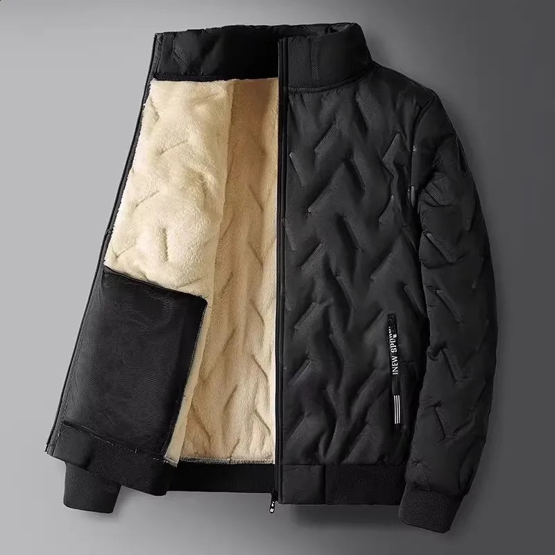 Veste d'hiver Mens Lambswool veste épaisse chaude et étanche jogging veste décontractée pour hommes à la mode en veste gris à manches longues 240