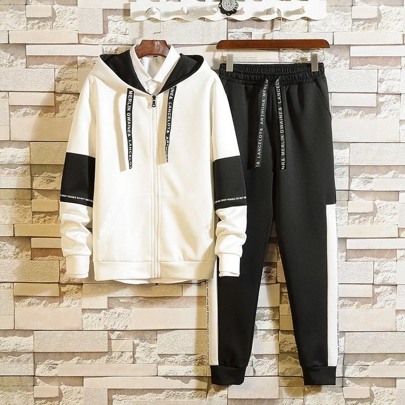 hoodie pants 2023 Spring and Autumn Fashion Trend TwoPiece Mens Casual Relaxed Comfortable Large Size Sports Suit 3XL 240924