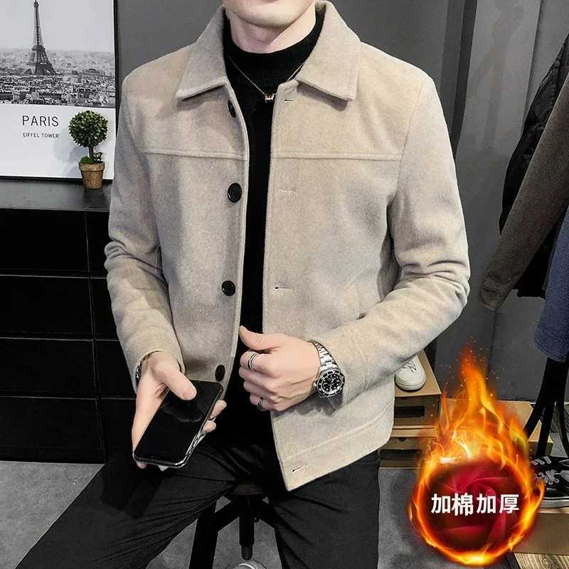 2022 autumn winter wool blend jacket for men thick and warm casual business trench coat short sleeved windbreaker W240924 96
