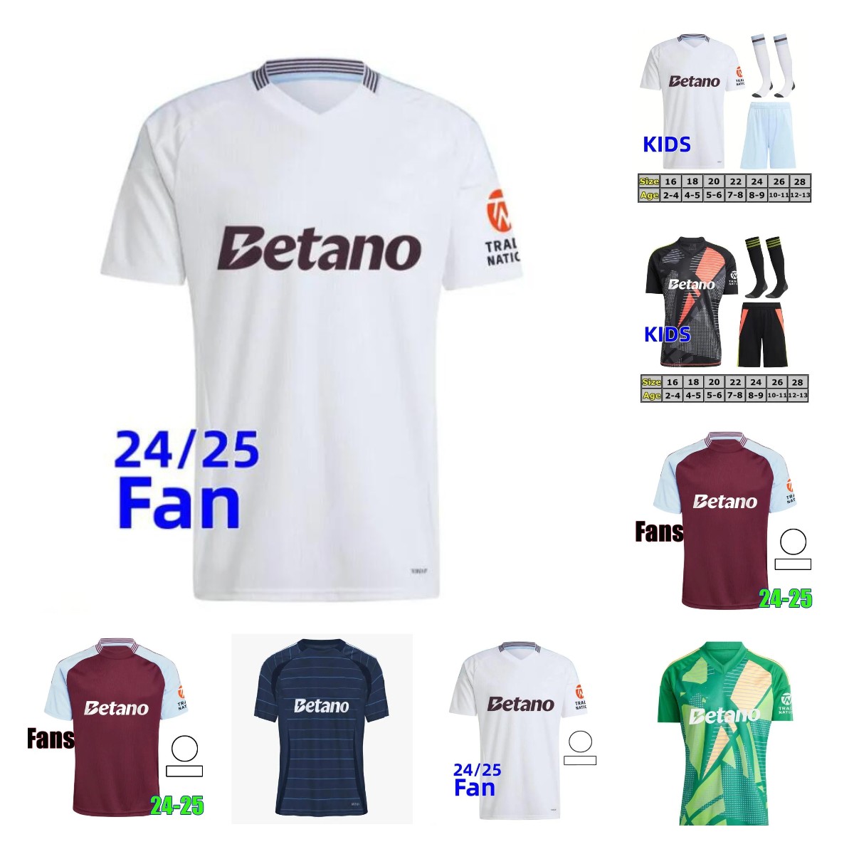 24 25 Aston Villas Soccer Jerseys BUENDIA Kids Kit Home Away Third 3rd 2023 2024 Football Shirt Fans Player Version MINGS McGINN WATKINS BAILEY K-image-881338301