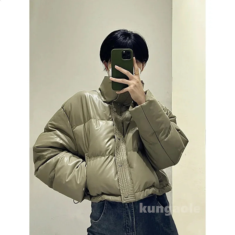 PU Parka Short 90 White Duck Down Jacket Female Winter 2024 Thickening Zipper Loose Waterproof Puffer Coat Outwear 240924